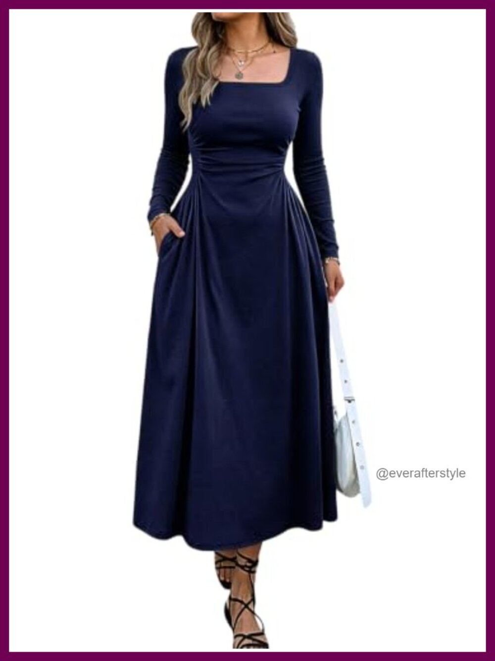 Long Sleeve Ruched Corset Maxi Dress with Pockets